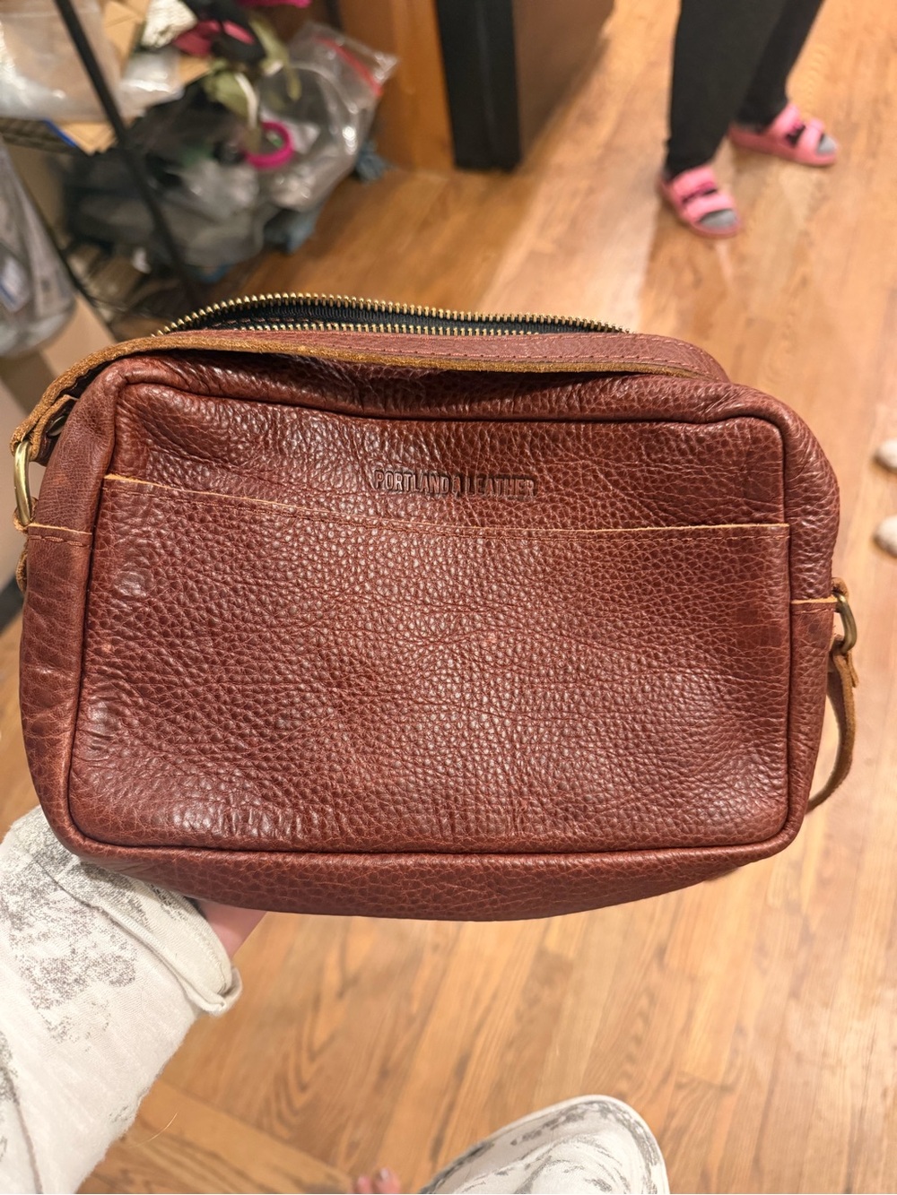 Portland Leather Chestnut Brown Large Crossbody Camera Bag